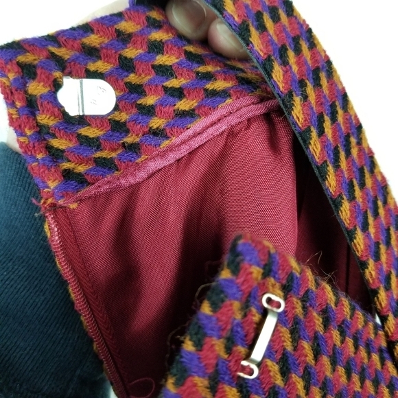 Evan Picone Women Wool Midi Pencil Skirt Vtg Size 12 Red Purple Artsy Secretary - Picture 11 of 11